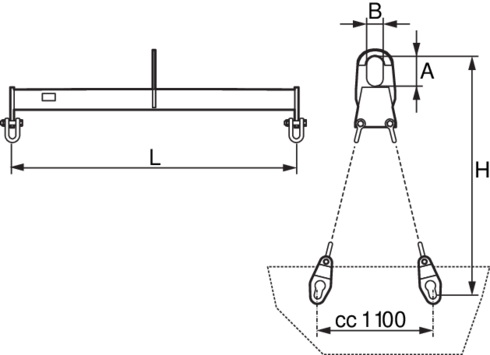 Croquis viga de elevación para containers