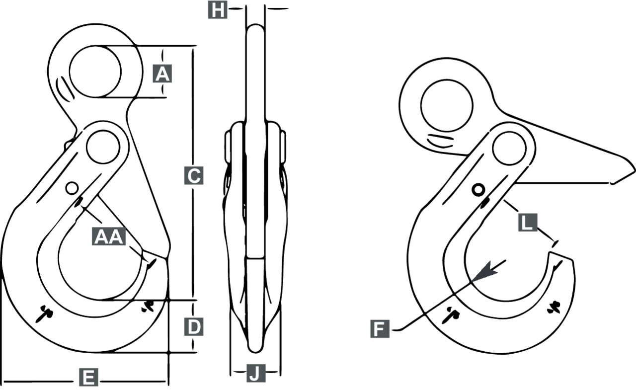 Croquis gancho de seguridad autoblocante Crosby S-1316 Croquis gancho Crosby S-1316