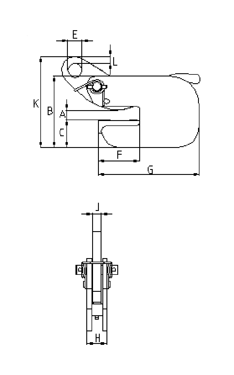 Croquis garras de traslado horizontal Crosby IPBC Croquis garra Crosby IPBC