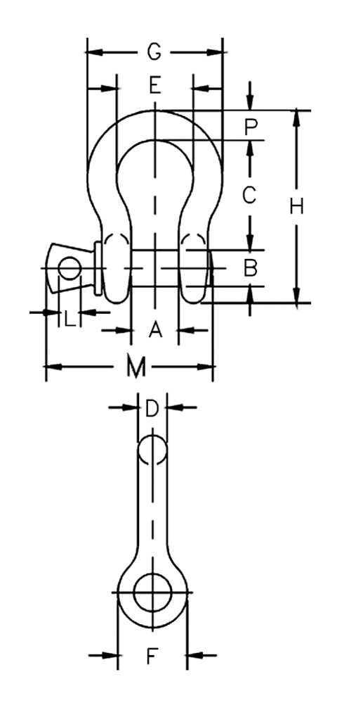 Croquis grillete Crosby G-209A