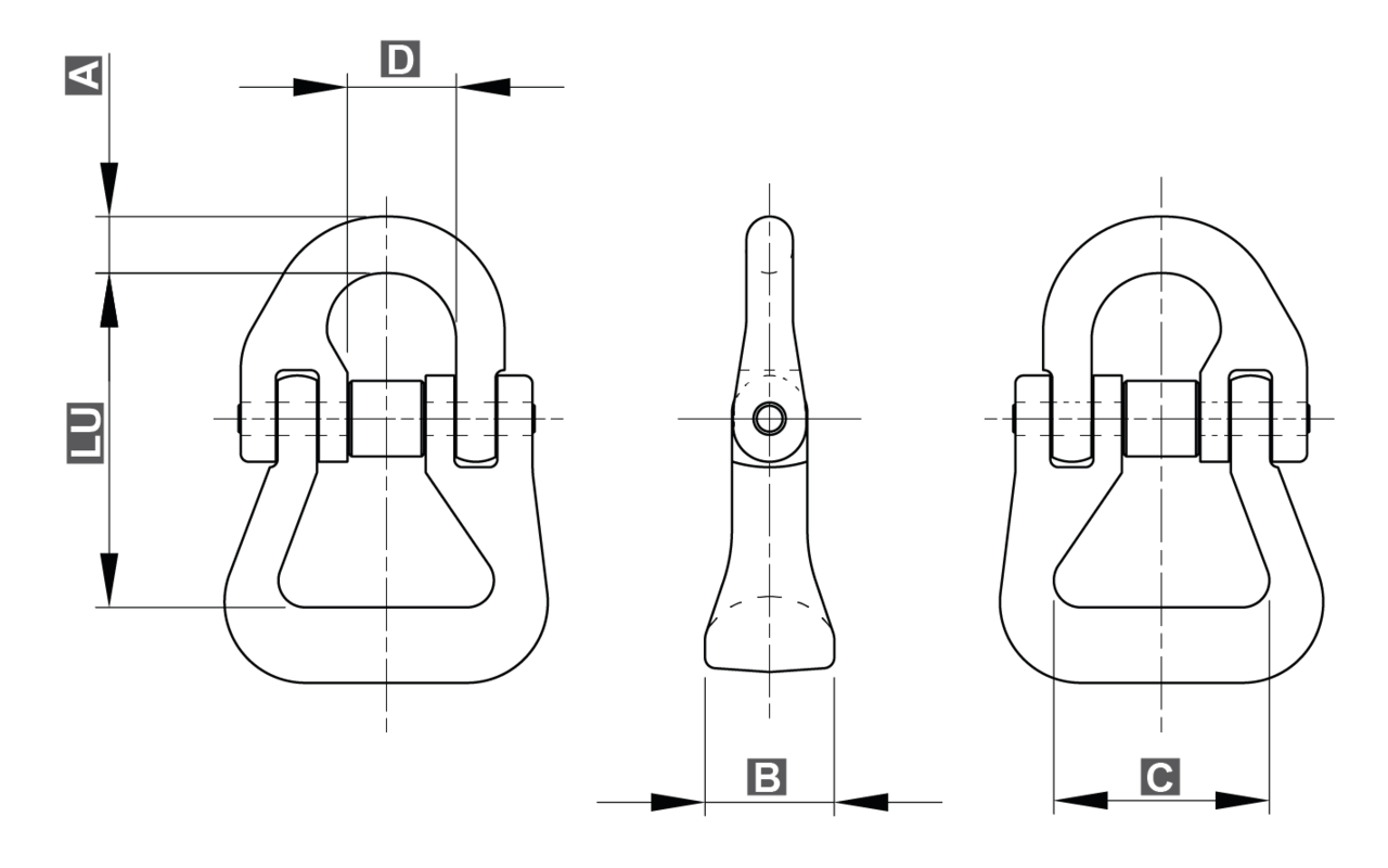 Croquis eslabón de unión para cinta textil ELD 191 Croquis hammerlock ELD 191