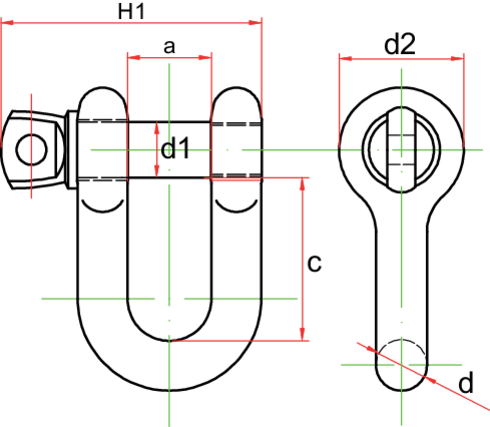 Croquis grillete recto Powertex
