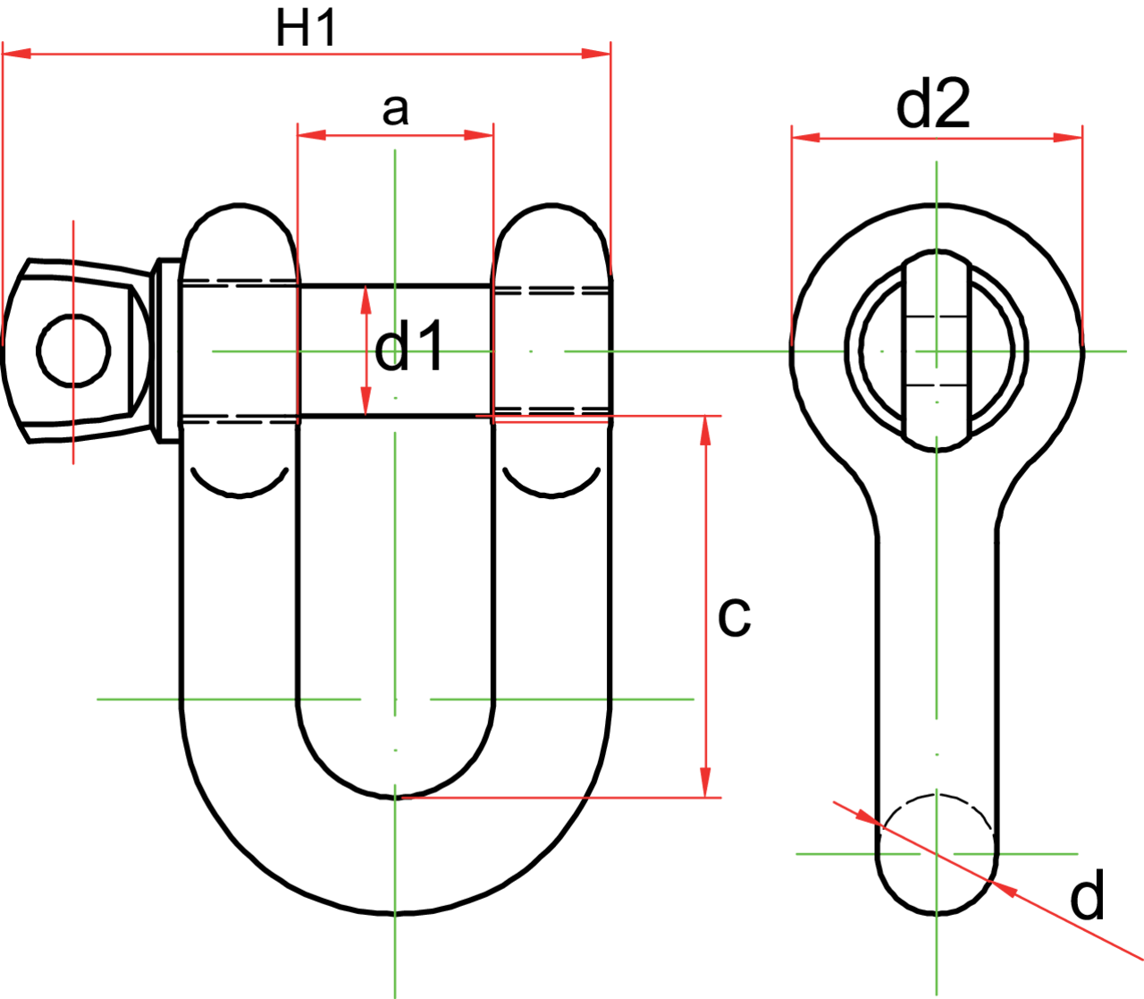 Croquis grillete recto grado 6 con pasador cabeza plana Powertex Croquis grillete recto Powertex