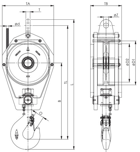 Croquis PASTECAS Standar Reeve - 1 polea