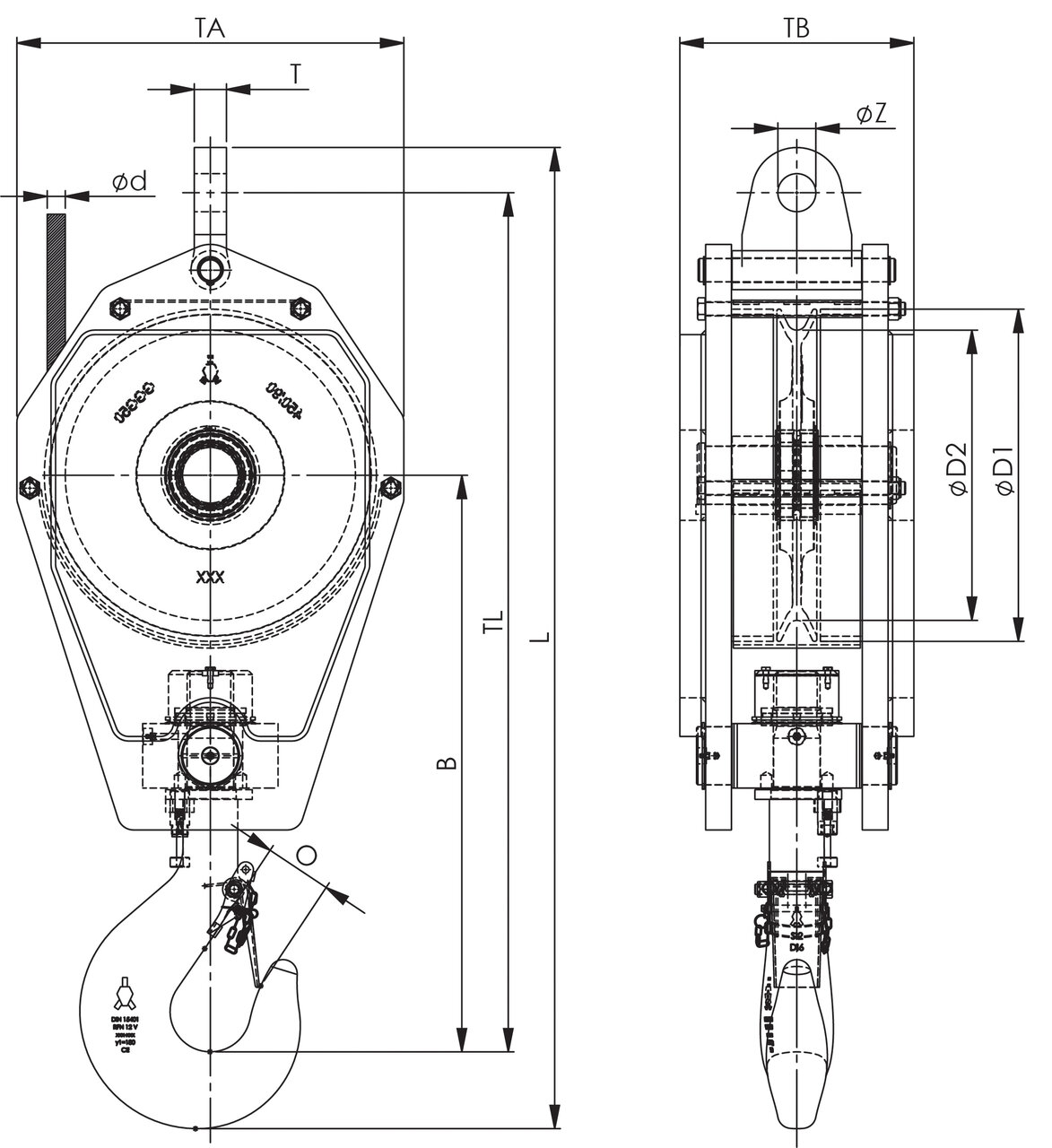 Croquis PASTECAS Standar Reeve - 1 polea Croquis PASTECAS Standar Reeve - 1 polea