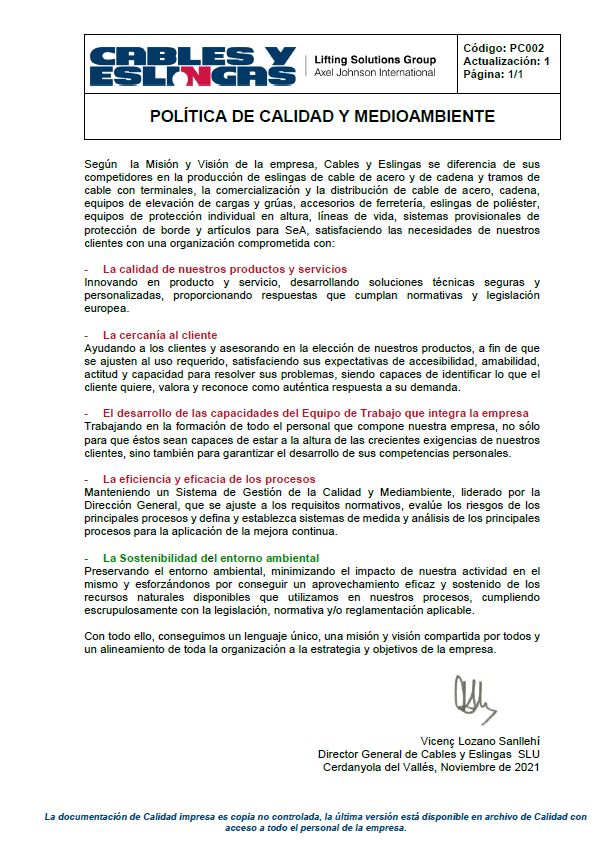 PC002 POLITICA CALIDAD Y MEDIOAMBIENTE act1