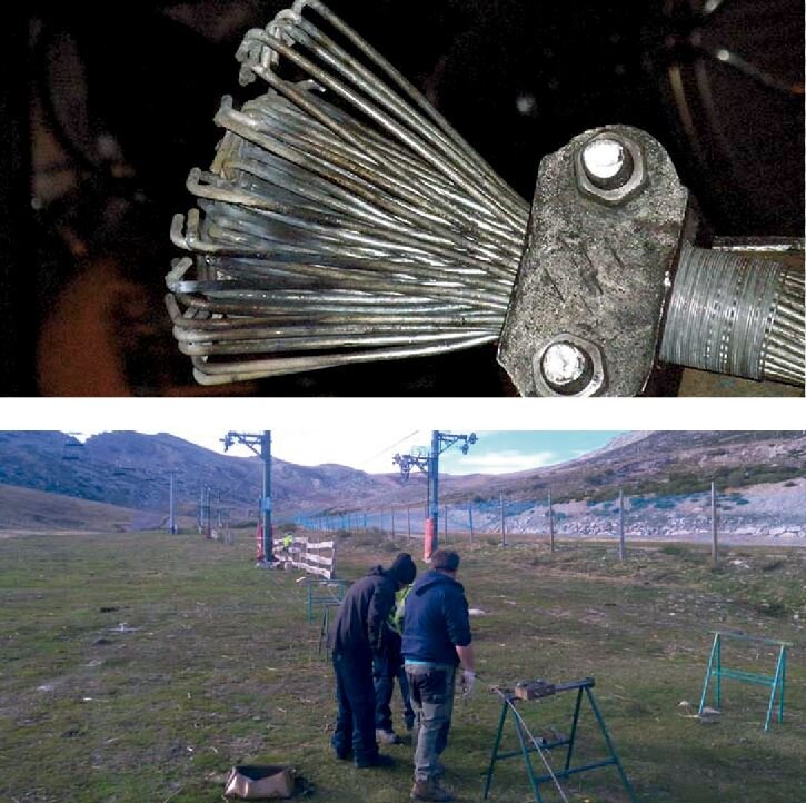 Operarios realizando un empalme de cable